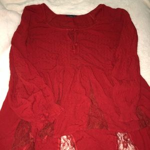 American Eagle Red Tunic Blouse